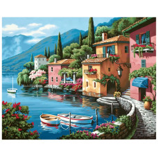 РЫЖИЙ КОТ Холст с красками Рисование по номерам. Морской город, 40x50 см B139
