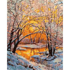 Картина по номерам Живопись по Номерам Закат в зимнем лесу, 50x40
