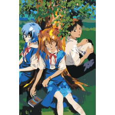 Картина по номерам «Evangelion Евангелион: Аска, Рей Аянами и Синдзи Икари»