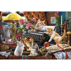 Холст с красками 30х40 см. Котята и печатная машина ХК-0902