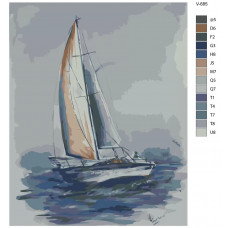 Живопись по номерам BRUSHES-PAINTS Лодка с парусом