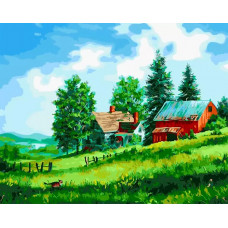 Картина по номерам Paintboy Домик в деревне, 40x50 см