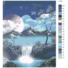 Живопись по номерам BRUSHES-PAINTS Луна в горах и водопад