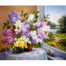 Картина по номерам Paintboy Сирень у окна, 40x50 см