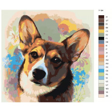 Картина по номерам BRUSHES-PAINTS Цветущий корги Собака Y164 40x40 см