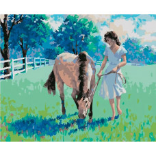 Картина по номерам Paintboy Девушка и лошадь, 40x50 см