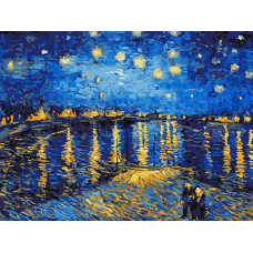 Картина по номерам Цветной Звездная ночь над Роной, 30x40 см