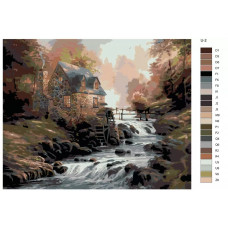Живопись по номерам BRUSHES-PAINTS Водопад и водяная мельница