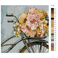 Картина по номерам BRUSHES-PAINTS Велосипед и ароматный букет R-132 40x40см Картина по номерам BRUSHES-PAINTS Велосипед и ароматный букет R-132 40x40см