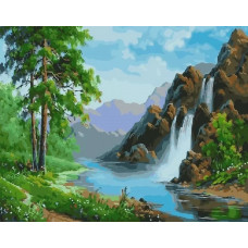 Картина по номерам Paintboy Горный водопад, 40x50 см
