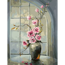Живопись по номерам Paintboy Цветы на окне 40x50