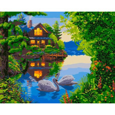 Картина по номерам Фрея Дом у озера, 40x50