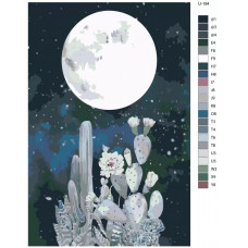 Живопись по номерам BRUSHES-PAINTS Луна, звездное небо, кактусы