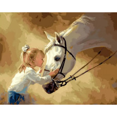 Картина по номерам Paintboy Девочка и лошадь, 40x50 см