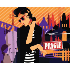 Картина по номерам Freya Прага. Ночная жизнь PNB/C1 №44 50 х 40 см
