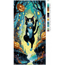 Картина по номерам BRUSHES-PAINTS Хэллоуин Черный кот 40x80 см