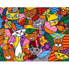 Картина по номерам Paintboy Кошачье многоцветие, 40x50 см