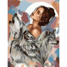 Картина по номерам Paintboy Девушка с волками холст на подрамнике 40х50 см, GX41385