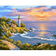 Картина по номерам Paintboy Маяк на закате, 40x50 см