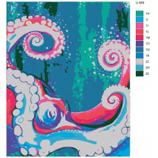 Картина по номерам BRUSHES-PAINTS Неоновые щупальцы осьминога U-589 40x50 см Картина по номерам BRUSHES-PAINTS Неоновые щупальцы осьминога U-589 40x50 см