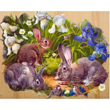Картина по номерам на дереве Color Kit Кролики и воробышек