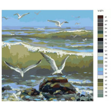 Живопись по номерам BRUSHES-PAINTS Чайки на водном просторе