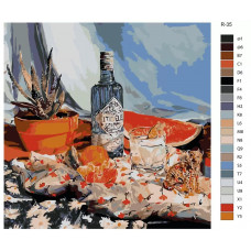 Живопись по номерам BRUSHES-PAINTS Джин, апельсины и цветок