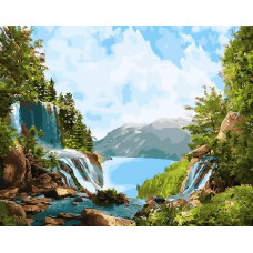 Картина по номерам Paintboy GX 31623 Горные водопады 40*50