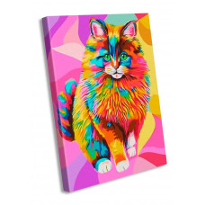 Картины по номерам на холсте KN001 "Радужный кот" Kari KIDS