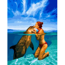 Живопись по номерам Paintboy Девушка и дельфин 40x50