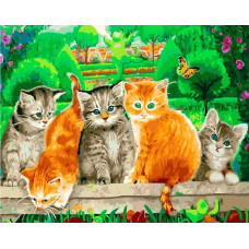 Картина по номерам Paintboy Котята в саду, 40x50 см