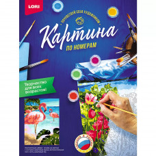 Набор Lori Картина по номерам на картоне "Фламинго на пляже"