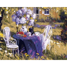 Картина по номерам Цветной Лиловое чаепитие, 40x50 см