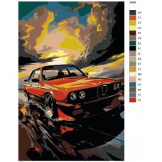Живопись по номерам BRUSHES-PAINTS Спортивные машины Красная BMW