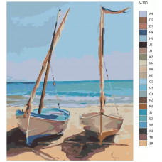 Живопись по номерам BRUSHES-PAINTS Две лодки на берегу моря