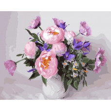 Картина по номерам Paintboy Пионы в вазе, 40x50 см