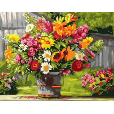 Живопись по номерам Paintboy Цветы в ведре 40x50