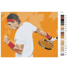 Живопись по номерам BRUSHES-PAINTS Теннисист Роджер Федерер