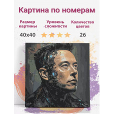 Картина по номерам Раскрасим сами Илон Маск холст на подрамнике 40х40 см