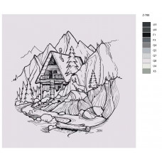 Живопись по номерам BRUSHES-PAINTS Скетч. Дом на горе