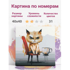 Картина по номерам Раскрасим сами Злой кот acat01 холст на подрамнике 40х40 см