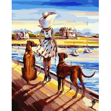 Живопись по номерам Paintboy Женщина с собаками 40x50