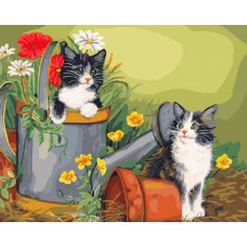 Картина по номерам Paintboy Котята в саду, 40x50