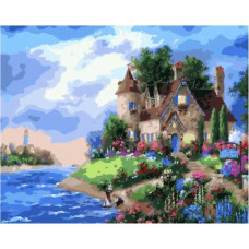 Картина по номерам Paintboy PK 41007 Домик на цветущем берегу 40*50 Эксклюзив