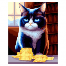 Картина по номерам на холсте ЭТО ПРОСТО ШЕДЕВР Кот - богач 40x50