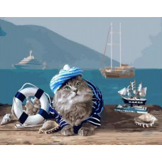Картина по номерам  Paintboy (Premium) Котик-морячок