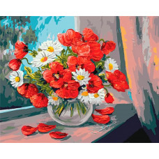 Картина по номерам ВанГогВоМне Маки и ромашки, 40x50