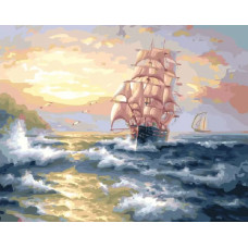 Картина по номерам ВанГогВоМне Корабль на волнах, 40x50