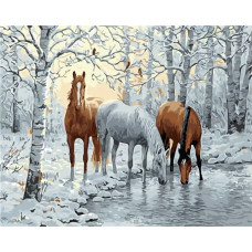Картина по номерам Paintboy Кони на водопое, 40x50 см