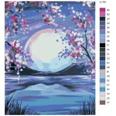 Живопись по номерам BRUSHES-PAINTS Луна и цветы вишни